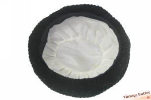 Dames cocktailhoed zwart geribbeld fluweel 55 (S)