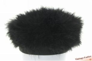Dames bonnet hoed zwarte veren 56