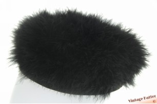Dames bonnet hoed zwarte veren 56