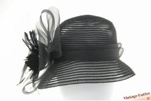 Ladies occasion hat black polyester with large flower of bows 57