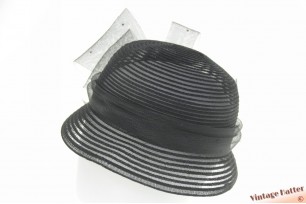 Ladies occasion hat black polyester with large flower of bows 57