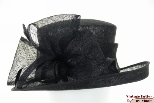 Ladies hat Favorite Modell black sinamay and feathers 57 [new]