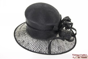 Dameshoed breed art nouveau zwart sisal sinamay 57 [nieuw]