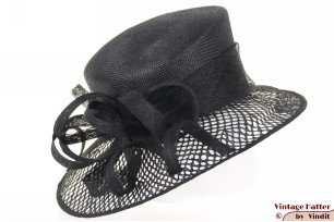 Dameshoed breed art nouveau zwart sisal sinamay 57 [nieuw]