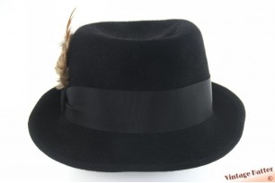 Dameshoed in trilby-stijl zwart haarvilt met veren 55 (S)