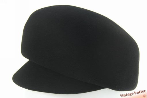 © VintageHatter.com | d-9017-56-67 Dameshoed in pet-stijl zwart vilt 56 Dameshoed in pet-stijl zwart vilt 56