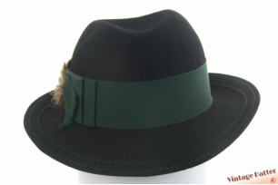 Dameshoed Mayser-Milz zwart haarvilt met groene band en veertjes 56