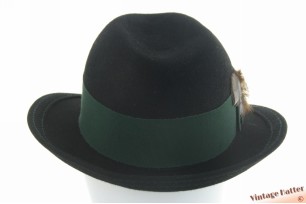 Dameshoed Mayser-Milz zwart haarvilt met groene band en veertjes 56