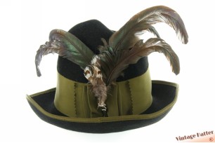 Dames jachthoed Ischler Hut zwart haarvilt met lange veren 56,5