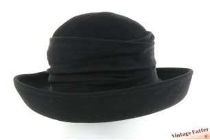 Ladies hat black short furfelt with soft outer band 56-57