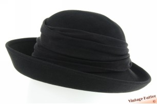 Ladies hat black short furfelt with soft outer band 56-57