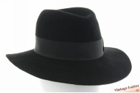 Ladies fedora black woolfelt 56