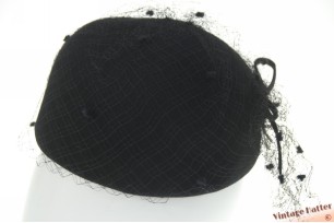 Dames cocktailhoed zwart vilt met aangehechte voile 56-57