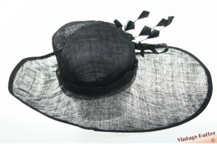 Brede dameshoed zwart sisal 55-58