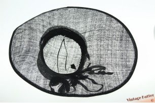 Brede dameshoed zwart sisal 55-58