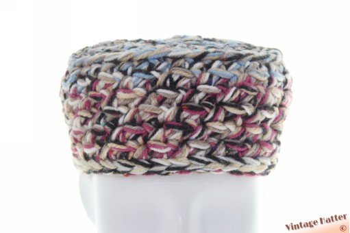 Gebreide winterhoed roze licht blauw wol 53-58