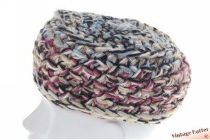 Gebreide winterhoed roze licht blauw wol 53-58