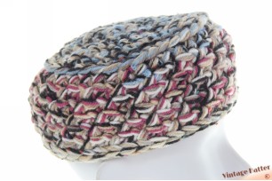 Gebreide winterhoed roze licht blauw wol 53-58