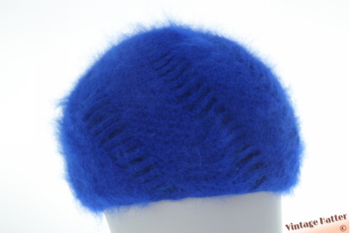 Warme gebreide wintermuts CandA blauw angora mix 50-62 Warme gebreide wintermuts CandA blauw angora mix 50-62