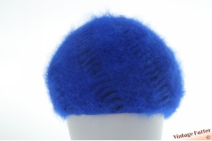 Warme gebreide wintermuts CandA blauw angora mix 50-62