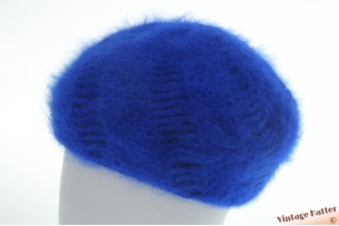 Warme gebreide wintermuts CandA blauw angora mix 50-62