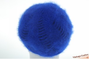 Warme gebreide wintermuts CandA blauw angora mix 50-62