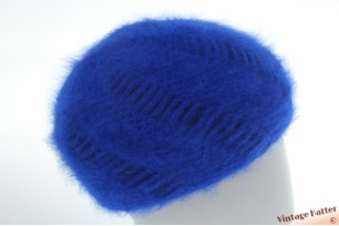Warme gebreide wintermuts CandA blauw angora mix 50-62
