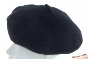 Woven winter beret black with blue lurex thread 53-57