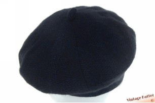 Woven winter beret black with blue lurex thread 53-57