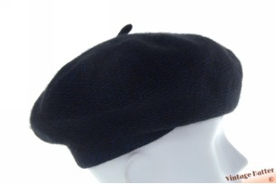 Woven winter beret black with blue lurex thread 53-57
