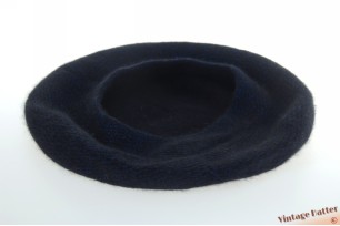 Woven winter beret black with blue lurex thread 53-57