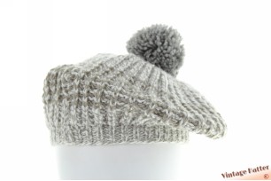 Knitted beanie hat with pompon taupe (beige grey) 54-59