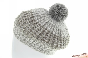 Knitted beanie hat with pompon taupe (beige grey) 54-59