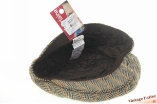 Platte pet beige bruin visgraat met drukknoop 61 (XL) [nieuw]