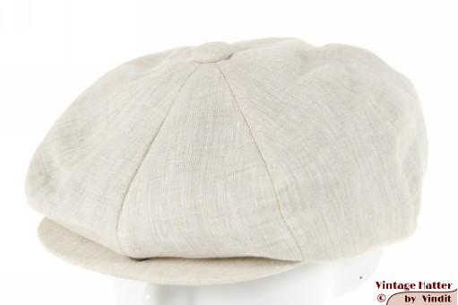Broad paperboy cap Bailey Poet Shawk ecru linnen 55 (S) [new]
