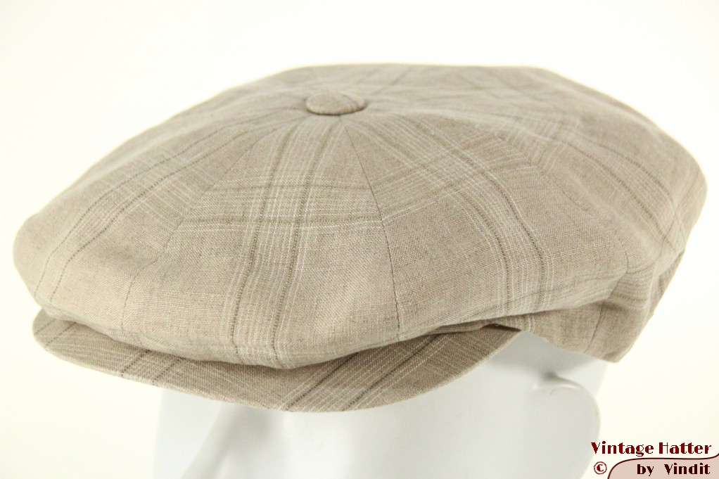 Summer paperboy cap Borsalino Travel beige grey linen 55 (S) [new]