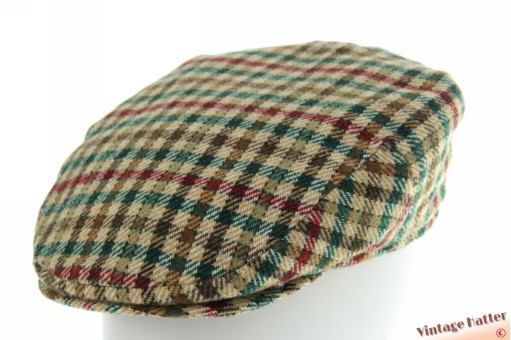 Flatcap TheQualityCap beige with burgundy and green checkered wool 56,5 Flatcap TheQualityCap beige with burgundy and green checkered wool 56,5