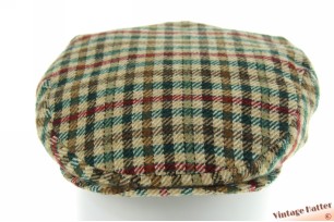 Flatcap TheQualityCap beige with burgundy and green checkered wool 56,5