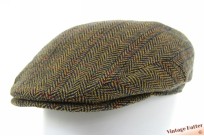 Flatcap Stanton greenish yellow herringbone wool with earwarmer 59
