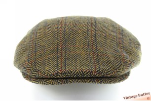 Flatcap Stanton greenish yellow herringbone wool with earwarmer 59