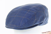 Platte pet Canda blauw met bruine ruit 60 (XL) Platte pet Canda blauw met bruine ruit 60 (XL)