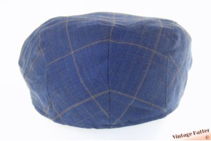 © VintageHatter.com | f-5000-60-2 Platte pet Canda blauw met bruine ruit 60 (XL) Platte pet Canda blauw met bruine ruit 60 (XL)