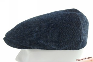 Platte pet Heather blauw visgraat Harris Tweed wol 60 (XL) [als nieuw]