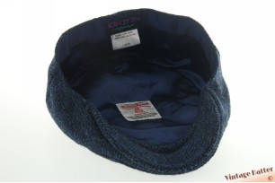 Platte pet Heather blauw visgraat Harris Tweed wol 60 (XL) [als nieuw]