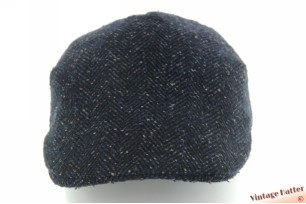 Voorgevormde platte pet Rinascente blauw visgraat wol mix 58