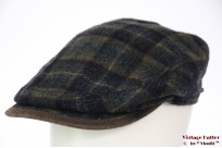 Platte pet Stetson blauw groen geruit met oorwarmer 59