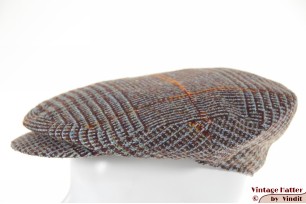 Platte pet Borsalino Doria blauw bruin met drukknoop 54 (XS) [nieuw]