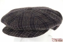 Paperboy pet Borsalino Doria donker blauw en aubergine wol met drukknoop 55 (S) [nieuw]