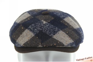Flatcap Hatland Xiam navy brown beige plaid wool mix 56 [new]