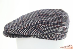 © VintageHatter.com | f-5011-57-3 Platte pet blauw en bordeaux pied-de-poule geruit 57 Platte pet blauw en bordeaux pied-de-poule geruit 57